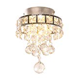 Mini Style 3-Light Chrome Finish Crystal Chandelier Pendent Light for Hallway,Bedroom,Kitchen,Kids Room,3x1W LED Bulb Included