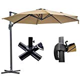 10ft Outdoor Patio Cantilever Offset Umbrella With Stand Tan