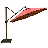 Abba Patio Offset Patio Umbrella 11-Feet Hanging Cantilever Umbrella with Cross Base and Umbrella Cover, Dark Red