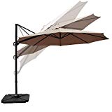 COBANA 10ft Cantilever Offset Patio Umbrella with Vertical Tilt and 360 Degree Rotation Function, Beige
