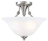 Hardware House 544676 Bristol 13-by-11-Inch 2-Light Semi-Flush Ceiling Fixture with Brushed-Nickel Finish and Alabaster-Glass Shade