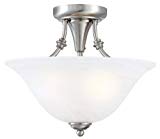 Hardware House 544676 Bristol 13-by-11-Inch 2-Light Semi-Flush Ceiling Fixture with Brushed-Nickel Finish and Alabaster-Glass Shade