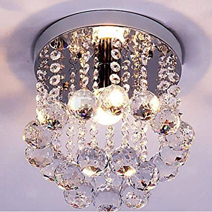 1. Mini Style 1-light Flush Mount Crystal Chandelier