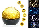 Night Light Projector Lamp IMISI Rotation LED Light with USB Cable Adjustable Brightness,Color and Theme Starry Sky, Sea World, Happy Birthday for Bedroom,Decoration (Black)