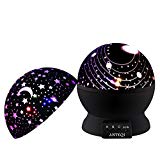 Night Light Kids Lamp, Romantic Rotating Sky Moon & Cosmos Cover Projector Night Lighting for Children Adults Bedroom, Mood/Decorative Light, Baby Nursery Light, Living Room Gift (Black)