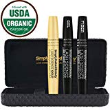 3D Fiber Lash Mascara with Eyelash Enhancing Serum in gold tube by Simply Naked Beauty. Infused with Organic Castor Oil nourishes lashes, promotes growth. Hypoallergenic ingredients. Waterproof. Black