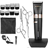 BuySShow Quiet Professional Hair Clippers Set Cordless Rechargeable Hair clippers for Men and Babies with Charging Dock,8 Comb Guides,2 Scissors, Hairdressing Cape