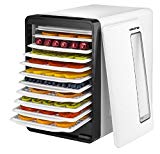 Gourmia GFD1850 Food Dehydrator With Touch Digital Temperature Control, Ten Drying Trays Plus Beef Jerky & Sausage Hanging Rack, Sleek Design, Transparent Window & Free Recipe Book - White