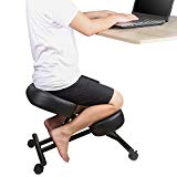 DRAGONN Ergonomic Kneeling Chair, Adjustable Stool for Home and Office - Improve Your Posture with an Angled Seat - Thick Comfortable Cushions (Black)