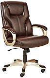 AmazonBasics High-Back Executive Swivel Office Desk Chair - Brown with Pewter Finish, BIFMA Certified