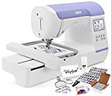 Brother PE800 Embroidery Machine + Grand Slam Package Includes 64 Embroidery Threads + Prewound Bobbins + Cap Hoop + Sock Hoop + Stabilizer + 15,000 Designs + Scissors