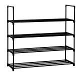 Homebi 4-Tier Shoe Rack Metal Shoe Tower 20-Pair Shoe Storage Organizer Unit Entryway Shelf Stackable Cabinet with 4 Tiers Durable Metal Shelves,35.6