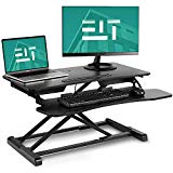 EleTab Standing Desk Converter Sit Stand Desk Riser Stand up Desk Tabletop Workstation fits Dual Monitor 32 inches Black