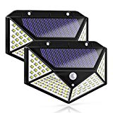 Solar Lights Outdoor, Solar Powered Motion Sensor Lights 100 LEDs Outdoor Waterproof Wall Light Night Light with 3 Modes with 270° Wide Angle for Garden, Patio Yard, Deck Garage, Fence - 2 Pack