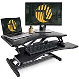 Standing Desk with Height Adjustable - FEZIBO Stand Up Desk Converter, 33 inches Black Ergonomic Tabletop Workstation Riser Fits Dual Monitors