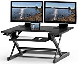 SHW Height Adjustable Sit to Standing Desk Converter Riser Workstation, Black