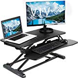 VIVO Black Height Adjustable 32 inch Standing Desk Converter | Sit Stand Dual Monitor and Laptop Riser Workstation (DESK-V000K)