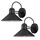 Globe Electric 44165 Sebastien 1-Light Outdoor Wall Sconce, 2-Pack, Black Finish