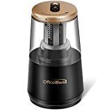 OfficeWorld Electric Pencil Sharpener with Heavy-duty Helical Steel Blade, Battery/Adapter Operated Auto Stop Pencil Sharpener for No.2/Colored Pencils(6-8mm) for School, Classroom, Office, Home