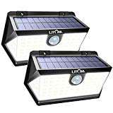LITOM Solar Motion Lights Outdoor, Enhanced 63 LED Solar Lights with 3 Modes, 270°Wide Angle, IP65 Waterproof, Easy-to-Install Security Lights for Front Door, Yard,Garage, Deck, Fence-2 Pack