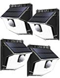 LITOM Solar Lights Outdoor, IP67 Waterproof Solar Powered Motion Sensor Lights 60 LEDs Wireless Solar Security Wall Lights for Front Door, Garden, Patio, Yard, Garage, Deck, Driveway 4 Pack Cold White