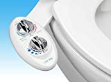 Luxe Bidet Neo 185 (Elite Series) - Self Cleaning Dual Nozzle - Fresh Water Non-Electric Mechanical Bidet Toilet Attachment w/ Strong Faucet Valves and Metal Hoses (white and white)