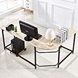 Hago Modern L-Shaped Desk Corner Computer Desk Home Office Study Workstation Wood & Steel PC Laptop Gaming Table