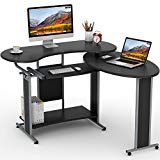 L-Shaped Computer Desk, LITTLE TREE Rotating Corner Desk & Modern Office Study Workstation, for Home Office or Living Room (Black)