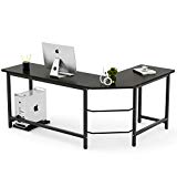 Tribesigns Modern L-Shaped Desk Corner Computer Desk PC Laptop Study Table Workstation Home Office Wood & Metal, Black