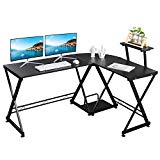 GreenForest L Shaped Office Computer Corner Gaming Desk with Moveable Shelf, 58