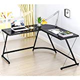 SHW L-Shape Corner Desk Computer Gaming Desk Table, Black