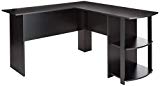 Ameriwood Home Dakota L-Shaped Desk with Bookshelves (Black Ebony Ash)