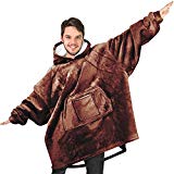 RONGO Oversized Sweatshirt Hoodie Blanket for Men, Women & Kids - Double-Sided with Sherpa & Plush Fleece Lining - Kangaroo Pocket Giant Hoody with Extra Front Pocket for Mobile Phone, Bottle or Keys