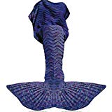 Fu Store Mermaid Tail Blanket Crochet Mermaid Blanket for Adult, Super Soft All Seasons Sofa Sleeping Blanket, Cool Birthday Wedding, 71 x 35 Inches, Blue