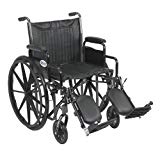 Drive Medical Silver Sport 2 Wheelchair with Various Arms Styles and Front Rigging Options, Black, 20 Inch