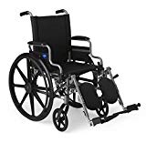 Medline Lightweight & User-Friendly Wheelchair With Flip-Back, Desk-Length Arms & Elevating Leg Rests for Extra Comfort, Gray, 18