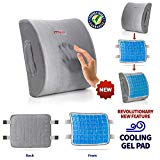 Lumbar Support Pillow Cushion, Memory Foam Soft & Firm to Protect & Soothe Lower Back, Pain Relief, Orthopedic, Velvet Washable Cover, Cool Gel, Adjustable Straps Ideal Gift Home Office Chair Car Seat