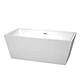 Wyndham Collection Sara 63 inch Freestanding Bathtub in White with Polished Chrome Drain and Overflow Trim