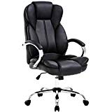 Ergonomic Office Chair Desk Chair PU Leather Computer Chair Task Rolling Swivel Stool High Back Executive Chair with Lumbar Support Armrest for Women, Men, Black