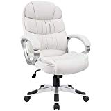Homall Office Chair High Back Computer Chair Ergonomic Desk Chair, PU Leather Adjustable Height Modern Executive Swivel Task Chair with Padded Armrests and Lumbar Support (White)