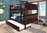 DONCO KIDS Mission Bunk Bed Dark Cappuccino/Full/Full/W/Twin Trundle Bed