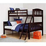 Dorel Living Airlie Solid Wood Bunk Beds Twin Over Full with Ladder and Guard Rail, Espresso