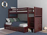 Merlot Twin Over Full Mission Staircase Bunk Bed with 3 Drawers