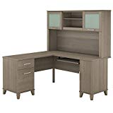 Bush Furniture SET002AG Somerset L Shaped Desk with Hutch, 60W, Ash Gray