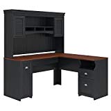 Bush Furniture Fairview L Shaped Desk with Hutch, Antique Black