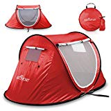 Pop-up Tent an Automatic Instant Portable Cabana Beach Tent - Suitable for Upto 2 People - Doors on Both Sides - Water-Resistant & UV Protection Sun Shelter - with Carrying Bag (Red)