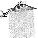 12 Inch Square High Pressure-Rain Showerhead with 11 Inch Adjustment Extension Arm