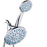 Antimicrobial/Anti-Clog High-Pressure 30-setting Rainfall Shower Combo by AquaDance with Microban Nozzle Protection from Growth of Mold Mildew & Bacteria for Stronger Shower! Wave Blue