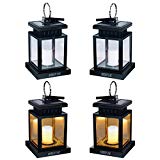 Solar Lights Outdoor Hanging Lanterns, ANDEFINE Solar Lanterns Outdoor Waterproof Led Umbrella Lights Candle Lamps Hang on Patio Umbrella Shepherd's Hooks Tree Garden (Yellow Light, 4 Pack)
