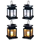 Solar Lights Outdoor Hanging Lanterns, ANDEFINE Solar Lanterns Outdoor Waterproof Led Umbrella Lights Candle Lamps Hang on Patio Umbrella Shepherd's Hooks Tree Garden (Yellow Light, 4 Pack)